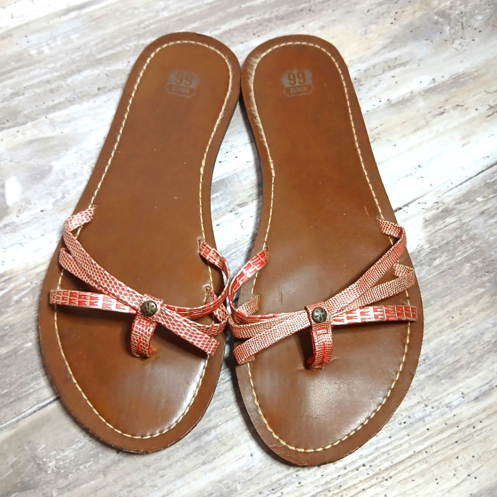 Route 66 Women’s Flip Flop Sandals – Size 5 – Brown Slip-On Thong Style